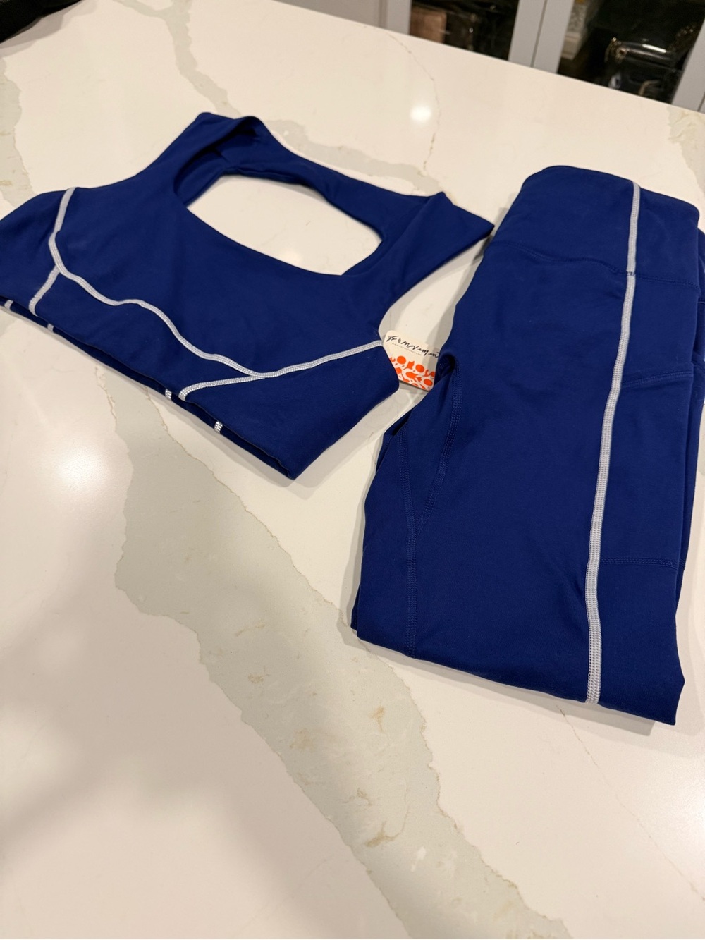 FP Movement by Free People Navy Blue Active Legging Set with Contrast Stitching